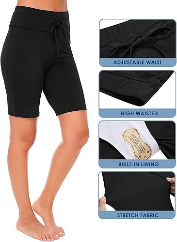 Miniatura 3 de Ekouaer pantalones cortos de surf deportivos, elastizados y lisos para playa para mujer