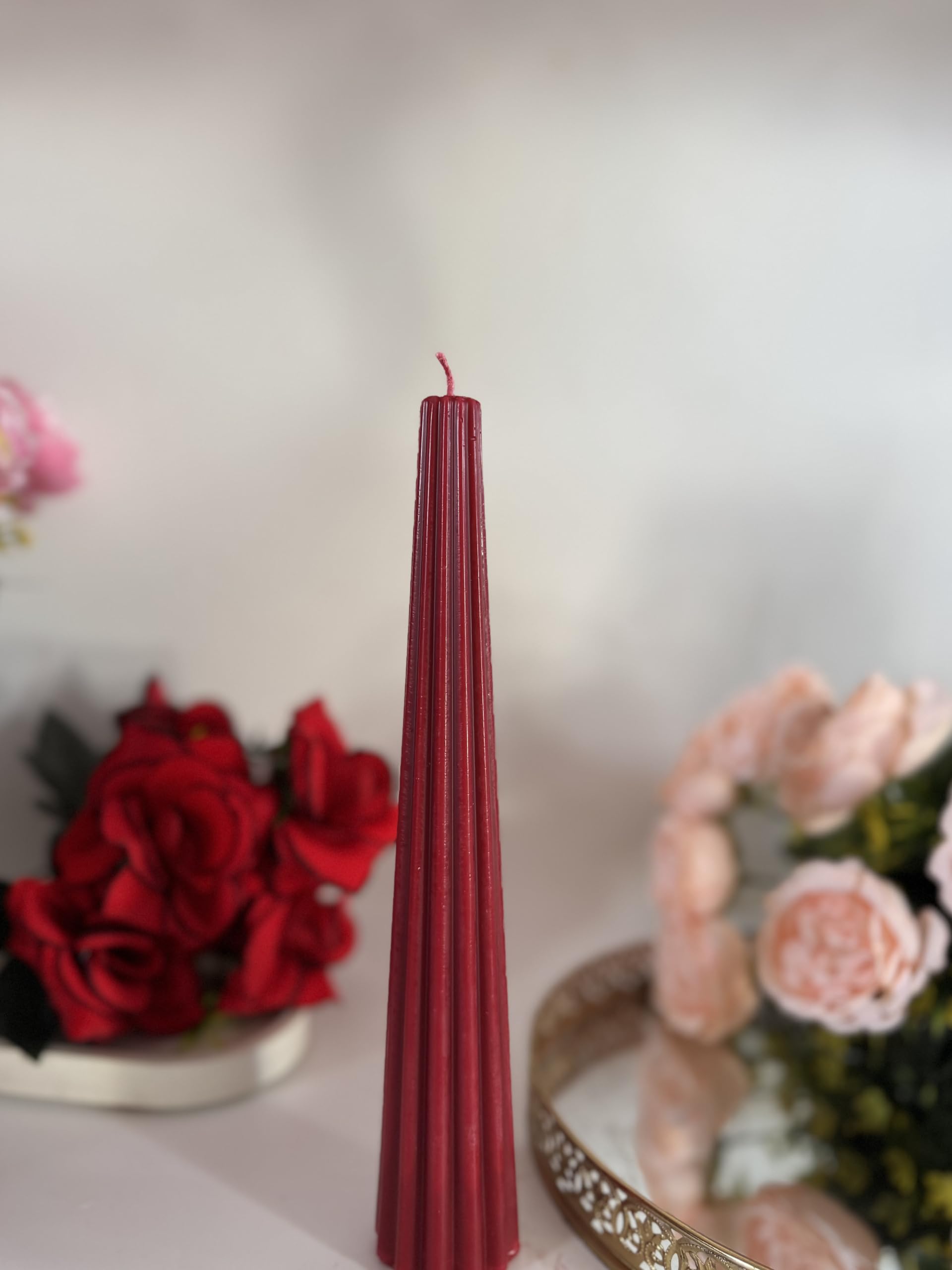 Waxbubble Decorative Ribbed Pillar (Pack of 1) (Red Wine/Maroon) Scented Candle | Handmade Soy Wax Candles | Smokeless Cotton Wick | Long Burning Dinner Candles | Home Décor & Gift |-image-37