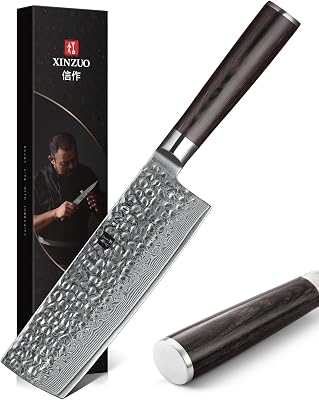 XINZUO Cuchillo Nakiri de Cocina 17cm de Acero Damasco