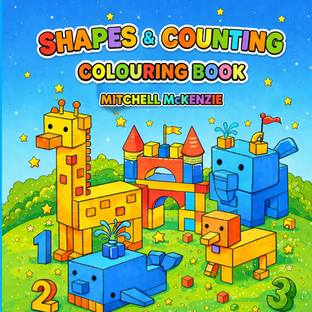 Shapes and counting colouring book
