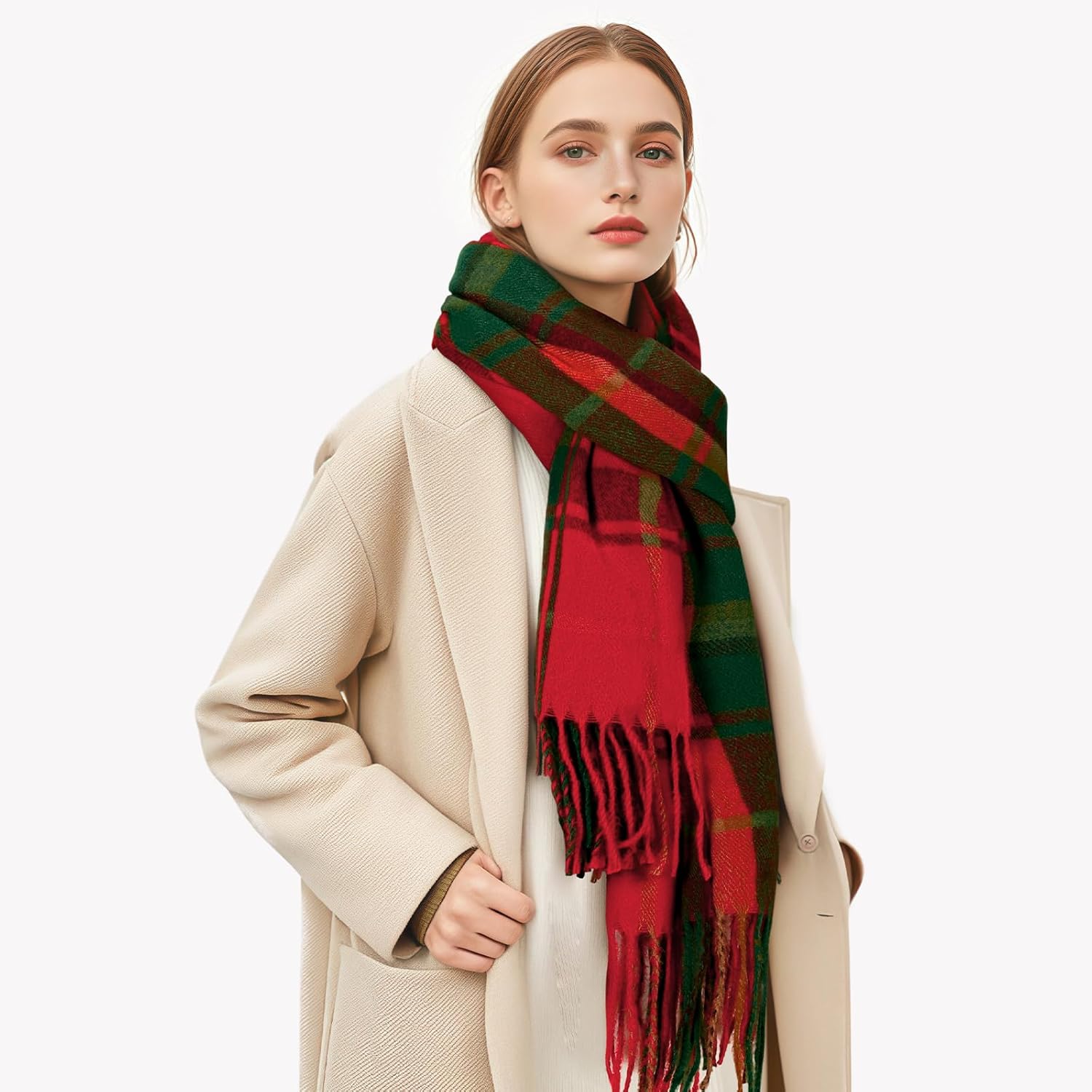 Winter Scarfs for Women - Womens Scarf Fashion Cashmere Scarf Plaid for Winter, 79" x 28",Warm Long Blanket - Image 7