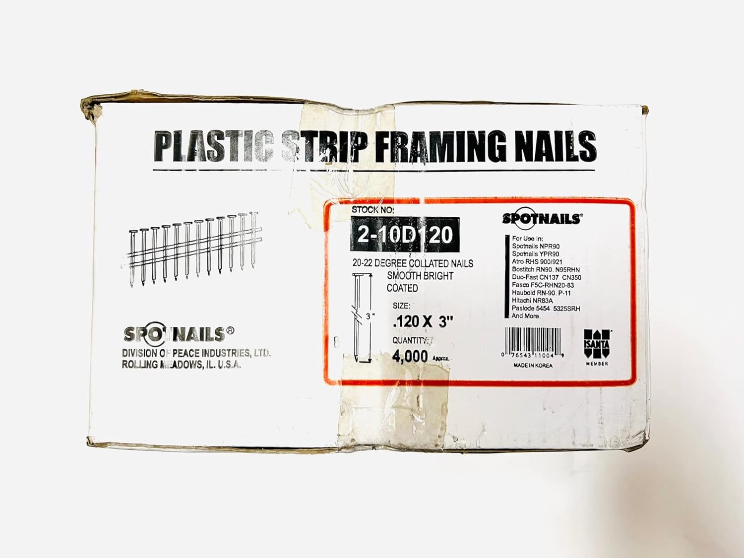 (4,000 Count) SpotNails 2-10D120S 3"x.120 Screw Bright 20-22 Deg Nails