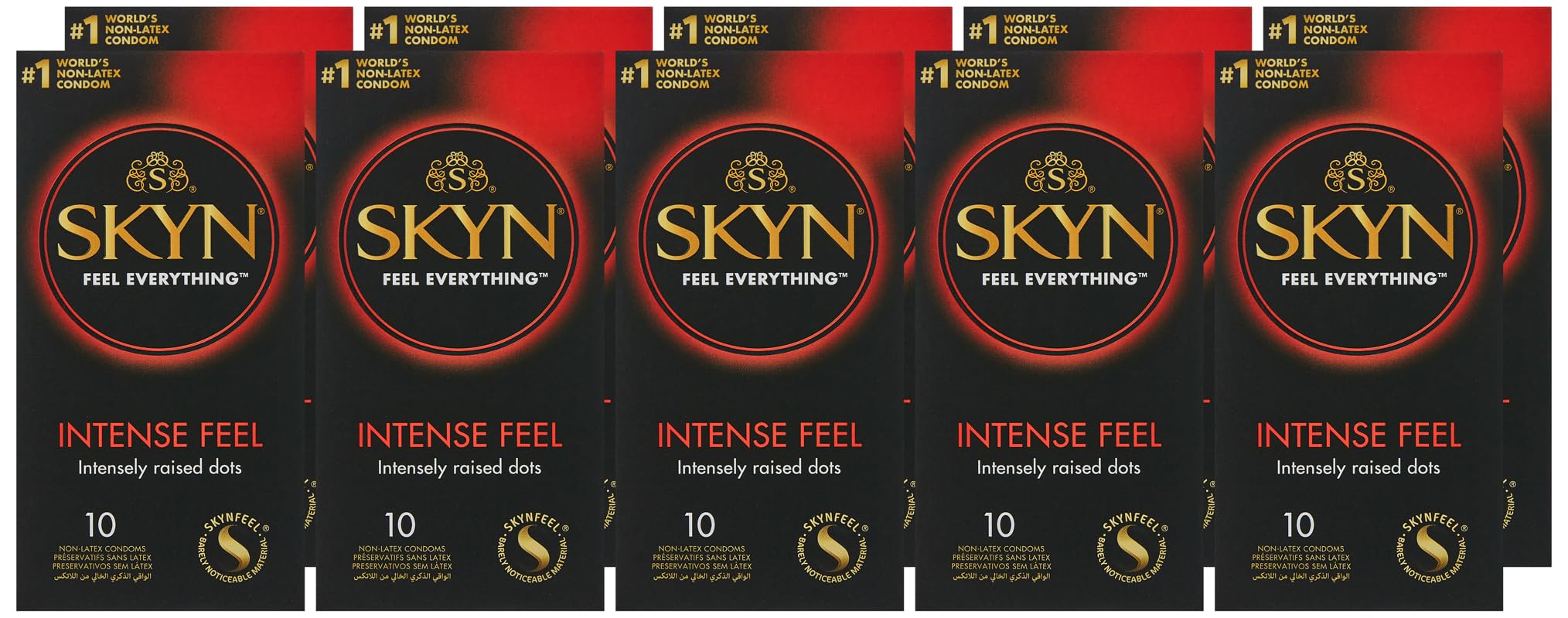 Skyn Intense Feel Non-Latex Long Lasting Ultra Smooth Lubricant Feel Everything Natural Feeling For Skin-To-Skin Sensation Natural Color Dotted Condom-10's Condom - Pack of 6
