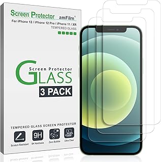 amFilm for iPhone 12 (3 Pack) Glass Screen Protector Compatible for iPhone 12 / iPhone 12 Pro (6.1