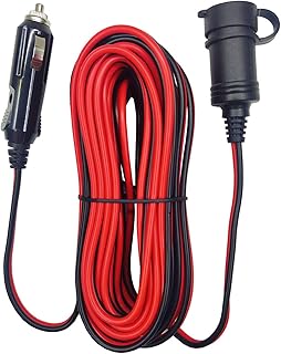 Car Cigarette Lighter Extension Cord - Male Plug to Female Socket 16AWG Heavy Duty Extension Cable for Tire Pump Air Compressor (25FT)