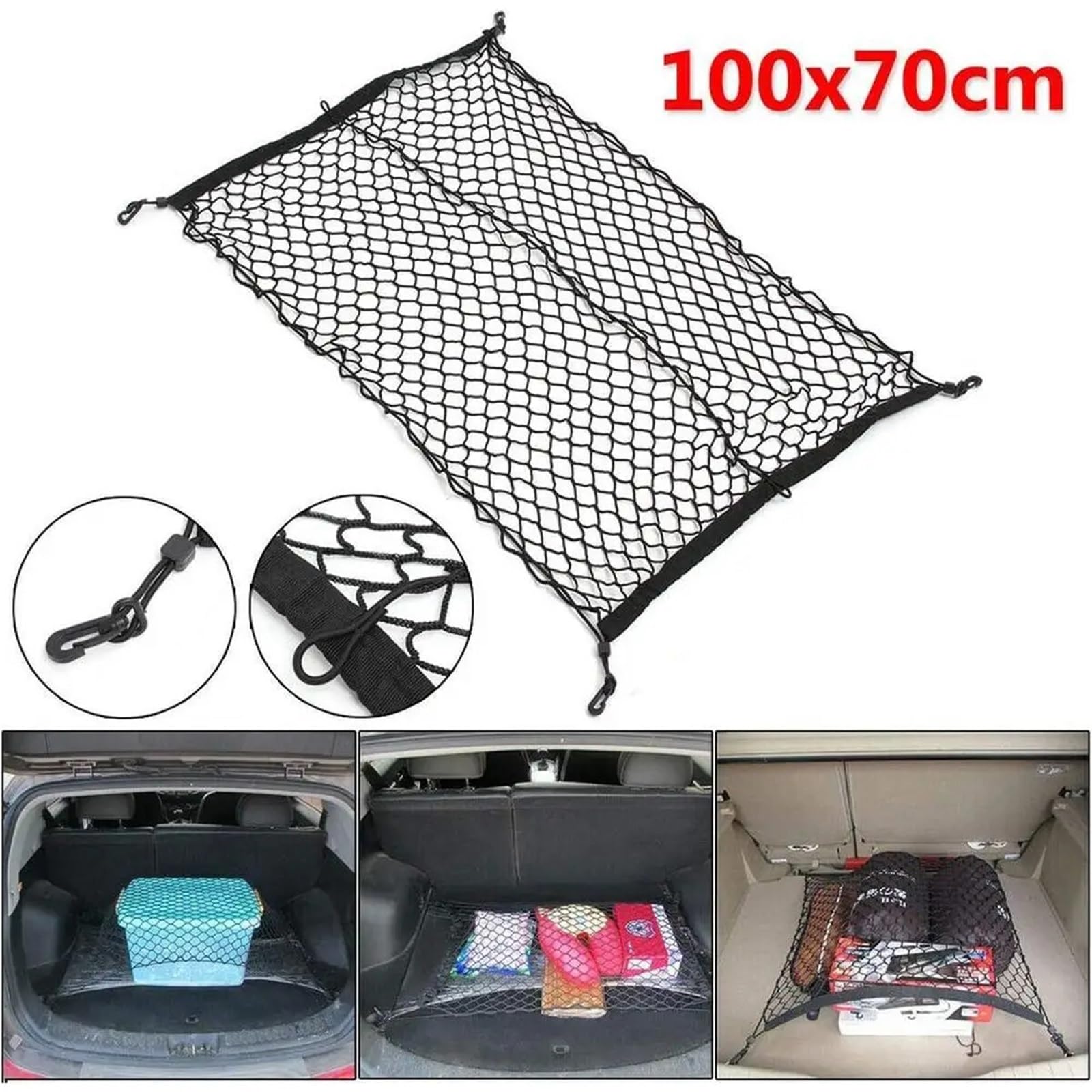 Kofferraum Netz Gepäcknetz for Auto | Universeller elastischer Gepäck-Organizer for den hinteren Kofferraum, Nylon-Mesh-Innenraum
