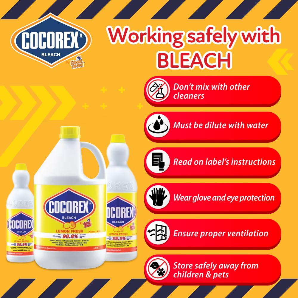 Cocorex Liquid Bleach Clean-Up Disinfectant Cleaner Regular & Lemon - 4Kg - Image 5 thumbnail