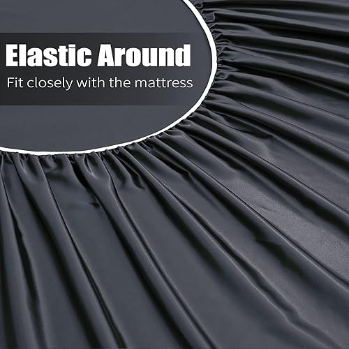 Miniatura 6 de VACVELT Juego de sábanas de satén con bolsillo extra profundo, 3 piezas, tamaño Queen, sábana bajera gris para colchón de 18 a 24 pulgadas, juego de