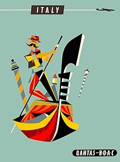 Magnet Italy Italian Qantas Venice Gondola European Travel Advertisement Magnet