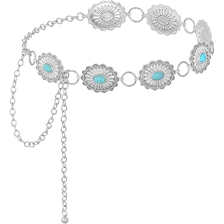 Western Oval Concho Chain Belt | Turquoise Cowgirl