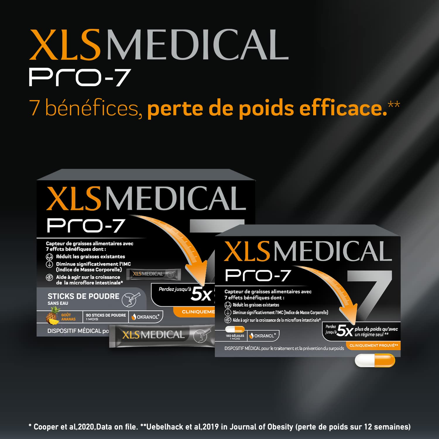 XL-S Medical PRO-7 - Gélules pour une aide à la perte de poids - 7 bénéfices (1) (2) - Perdez jusqu'à 5x plus de poids qu'avec un régime seul (1) - 180 gélules pour 1 mois