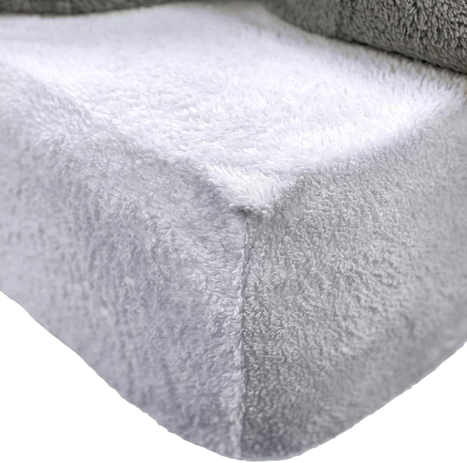 CreationsMart 100% Polyester, 9"/25CM Teddy Bear Soft Sherpa Fleece Fitted Bed Sheet Thermal Warm Plain Bedding, (Grey Silver, Single)