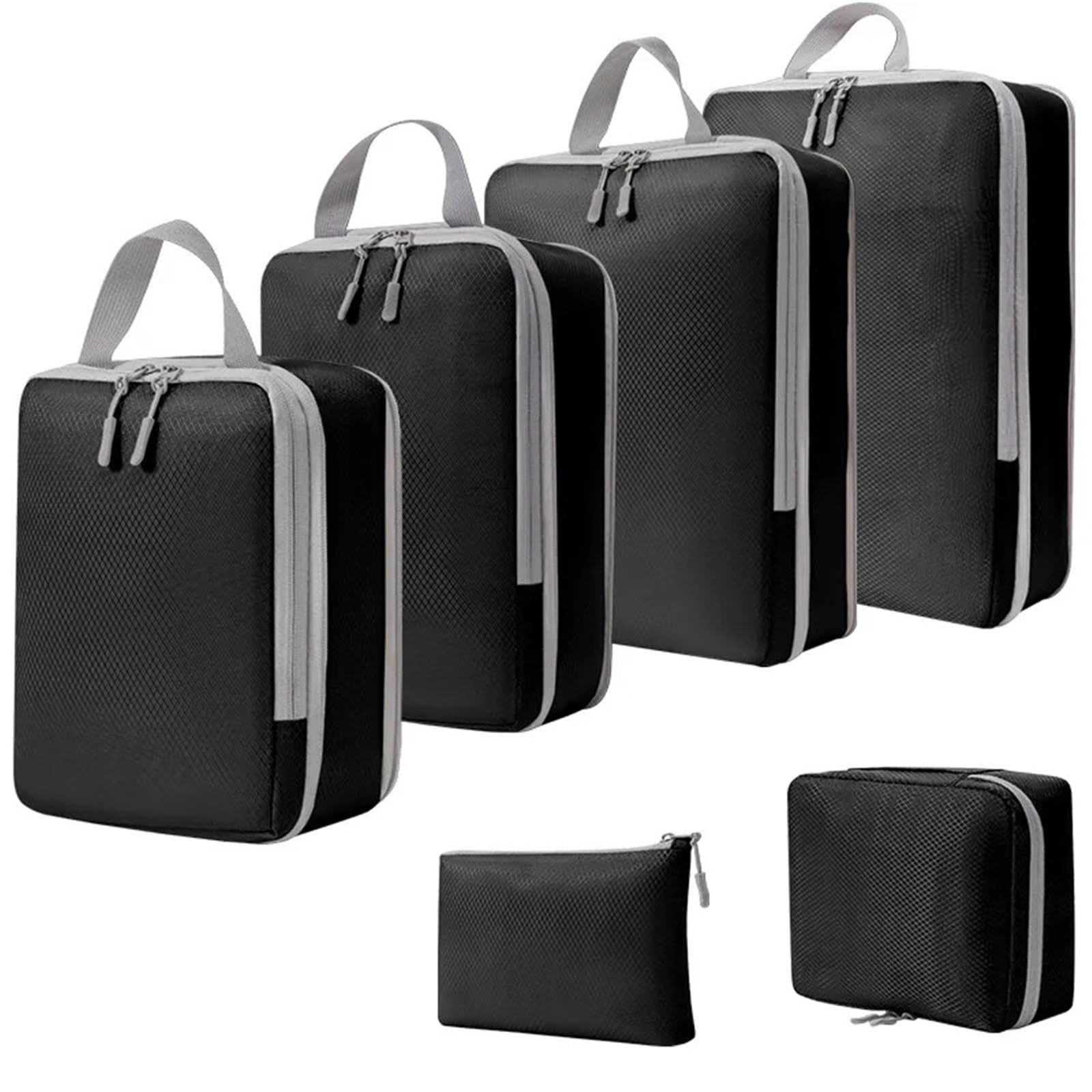 Travel Storage Bag Compressible Packing Cubes Foldable Waterproof Suitcase Nylon Portable With Handbag Luggage Organizer for Suitcases(Black)