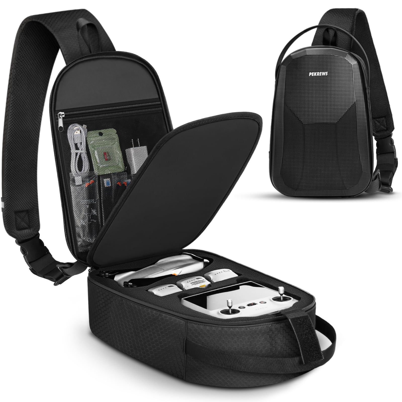 PEKREWS Air 3S Case, Portable Drone Bag Compatible with DJI Air 3, Travel Drone Backpack for DJI RC 2/N3/N2 Remote Controller, Sturdy Waterproof RC 2