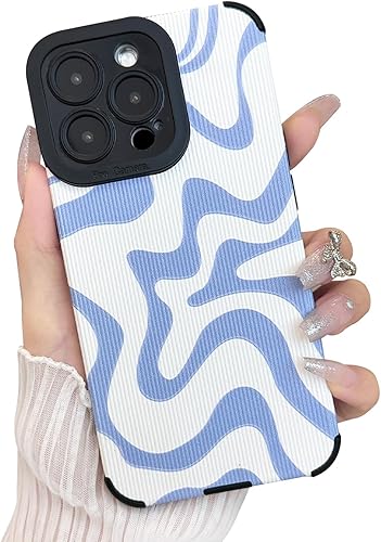 Sayoaho Funda diseñada para iPhone 11 Pro, piel sintética suave TPU y bonito arte ondulado pintado para mujeres y niñas, protector delgado a prueba