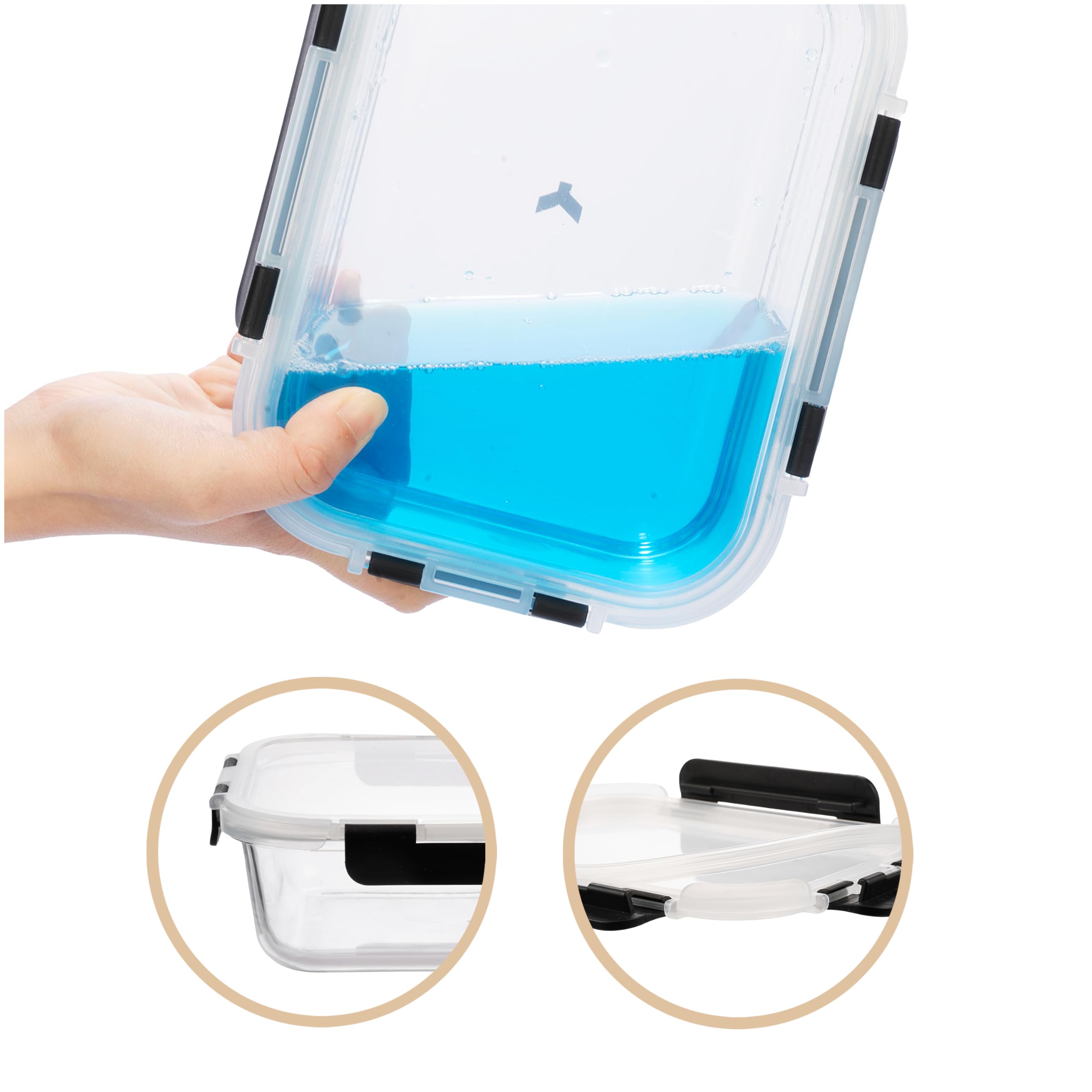 KUUKA Szklane pojemniki na żywność z pokrywkami – zestaw 370 ml + 640 ml + 1050 ml + 1520 ml, hermetyczne, szkło borokrzemowe, do mikrofali i zamrażarki
