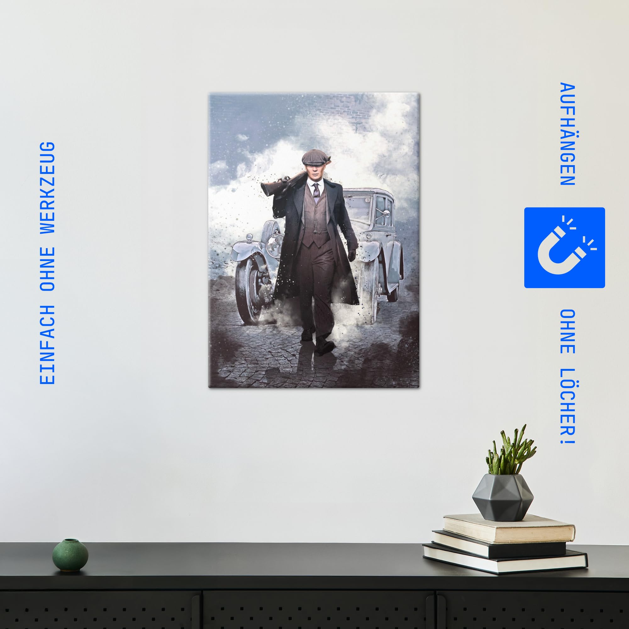 Displate Metall poster Peaky Blinders Iconic Vehicle Thomas Größe M | Moderne Bilder Wohnzimmer, Wandbilder für Schlafzimmer. Wanddeko & Geschenk. Wandkunst mit Magnet-Befestigung, ohne Bohren.