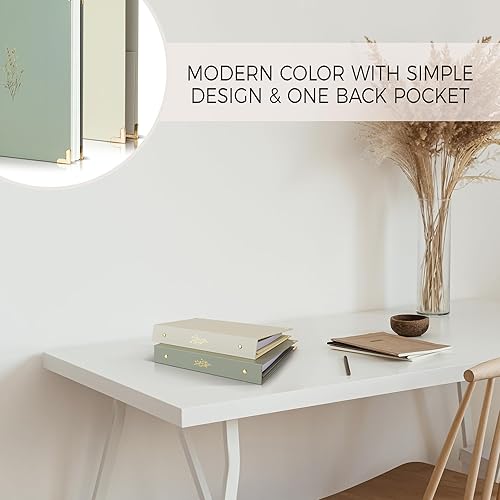 Miniatura 5 de Juego de 2 carpetas estéticas tamaño A5 de 6 anillas, la carpeta pequeña perfecta de 0.75 pulgadas para diario o colecciones, carpeta recargable con