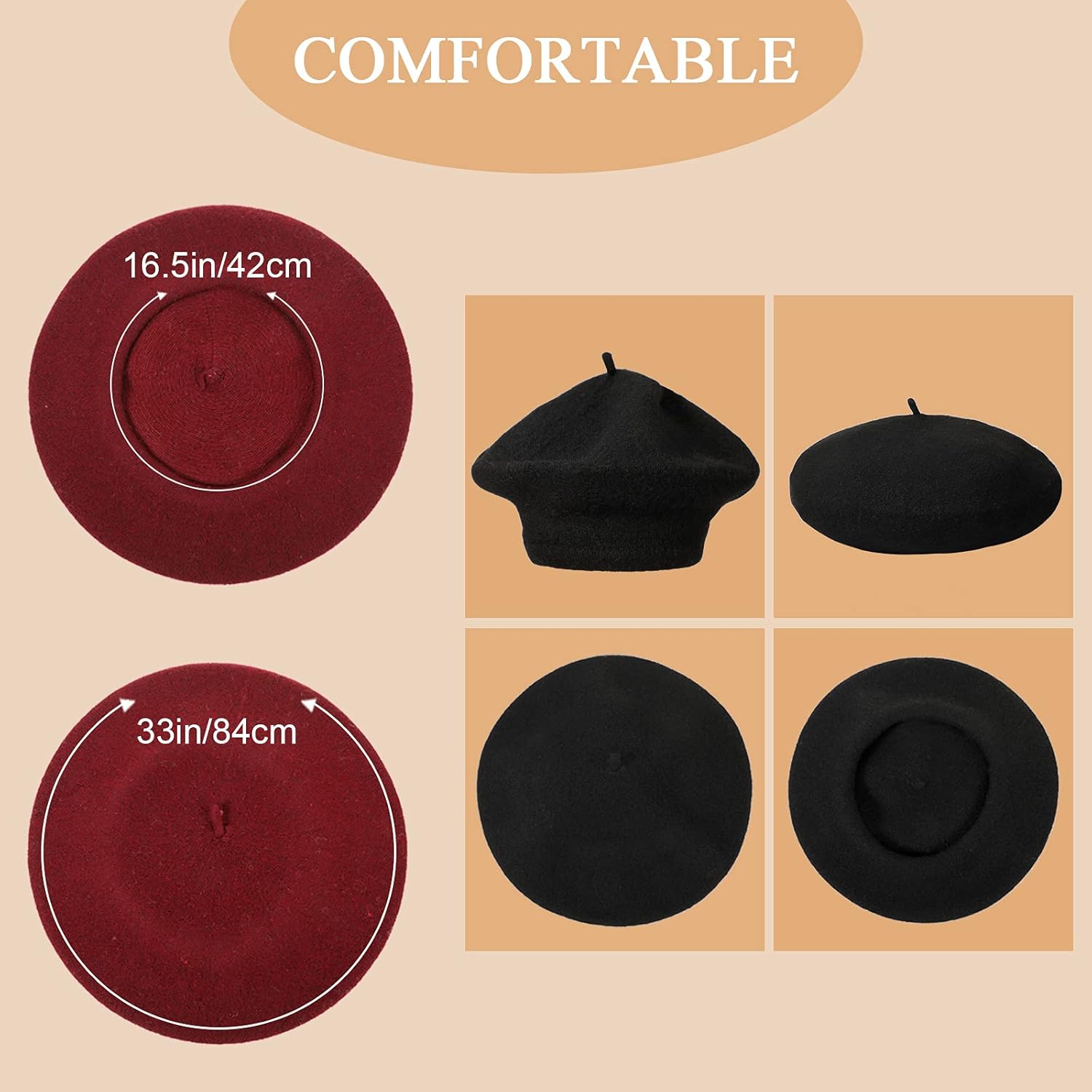 BBTO 12 Pieces Beret Hats for Women French Baggy Hat Christmas Solid Color Casual Classic Sweet Artist Cap for Women - Image 3