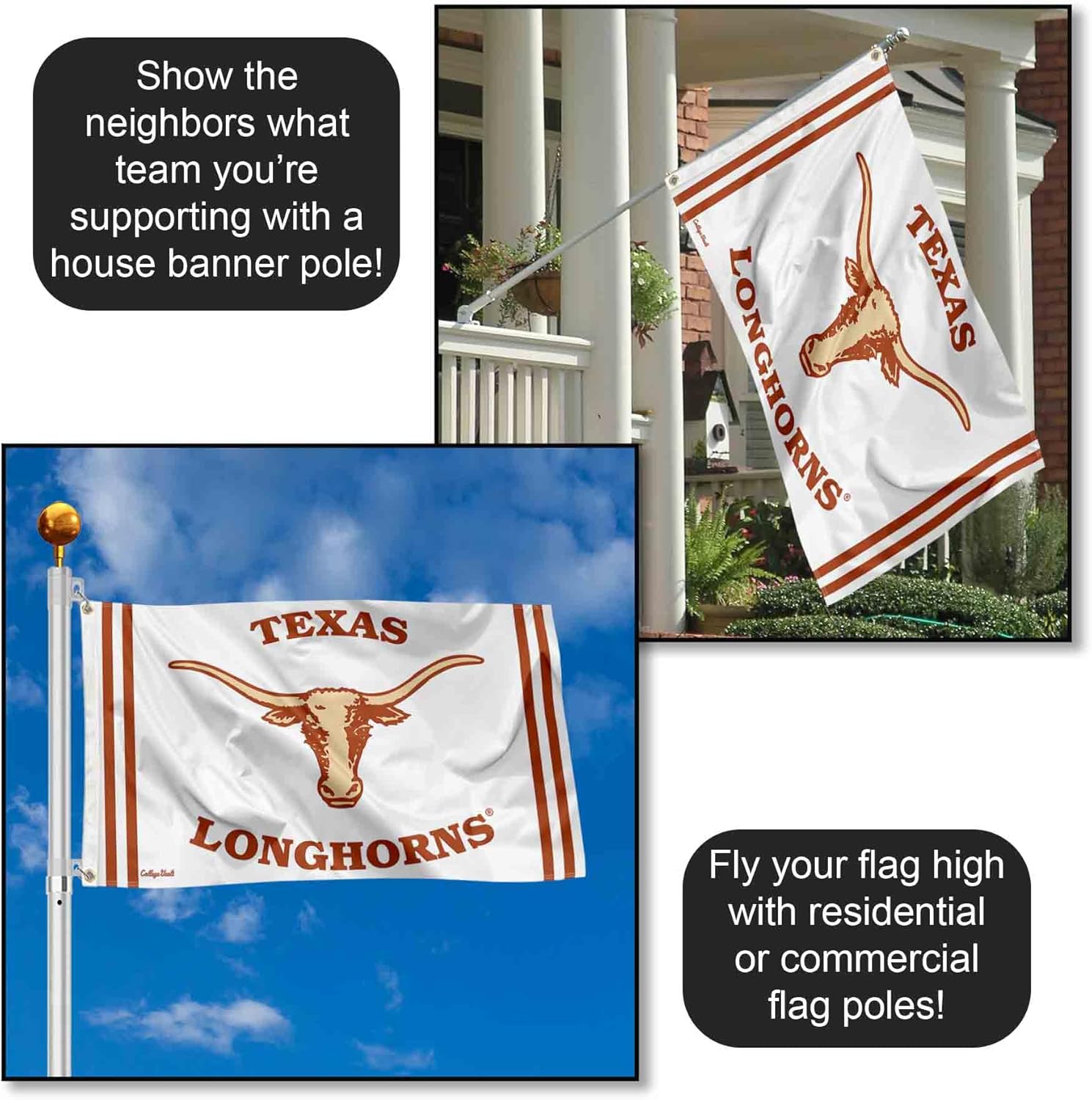 College Flags & Banners Co. Texas Longhorns Vintage Retro Throwback 3x5 Banner Flag