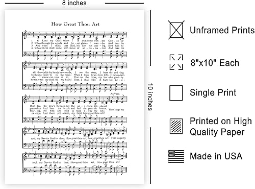 Miniatura 2 de Poster Master Póster vintage con texto en inglés How Great Thou Art, impresión de partituras de música retro, arte de pared de himnario, regalo para