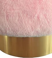 Vista 4 de Noori Rug Lux Collection Modern Liam - Otomana redonda de piel sintética rosa, 14 x 14 x 17 pulgadas, para sala de estar, dormitorio, habitación