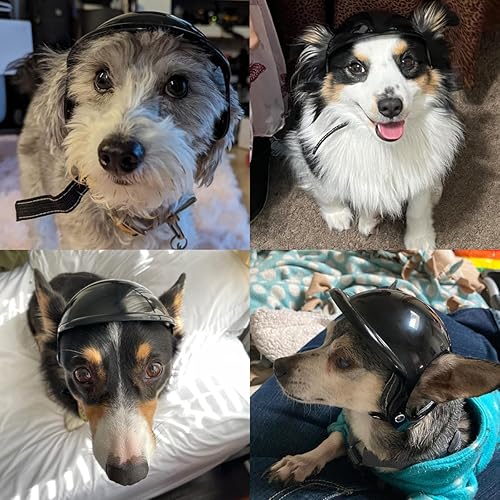 Miniatura 9 de LESYPET Casco para perro mediano, casco de motocicleta para perro con agujeros para las orejas y correa ajustable, cascos de seguridad para perros