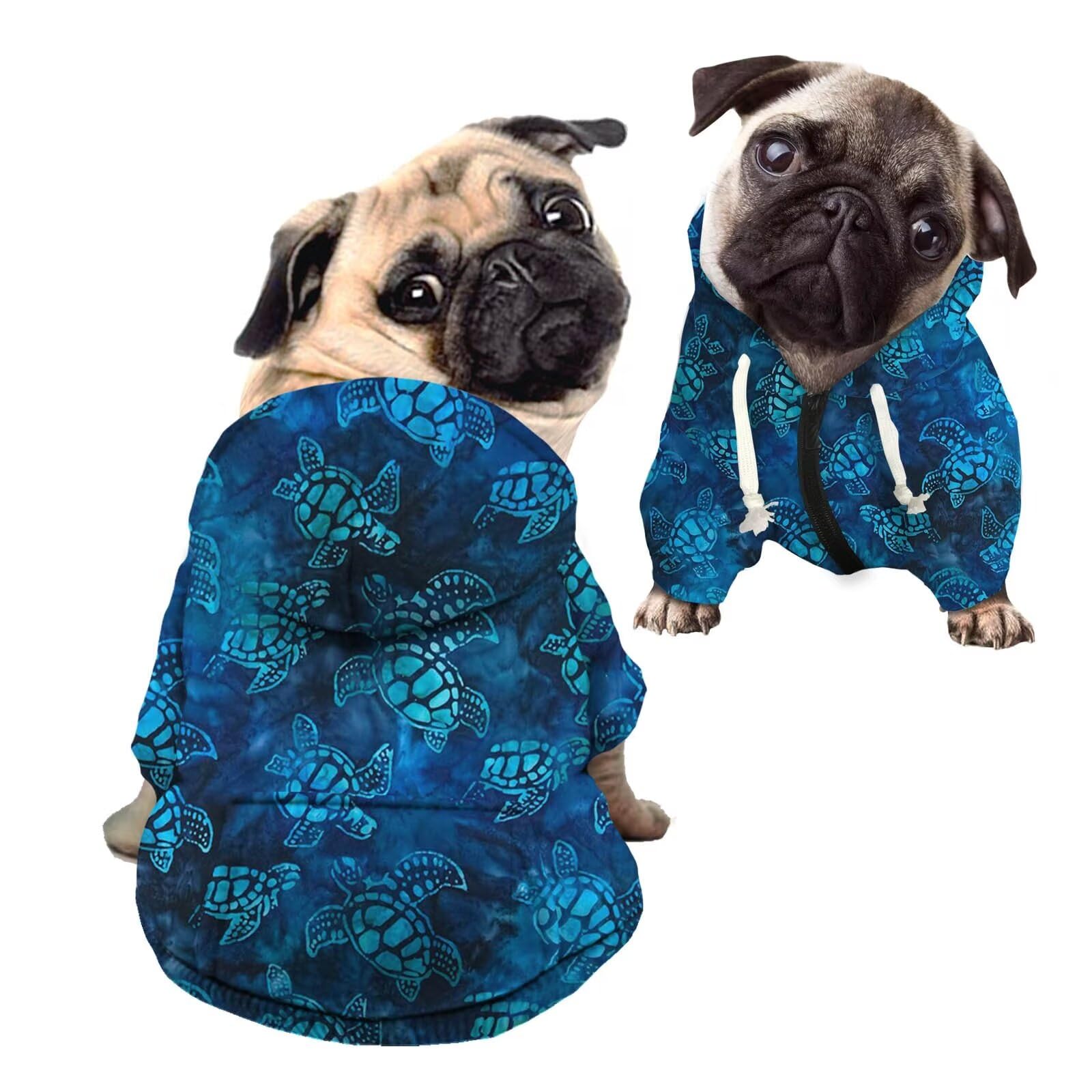 Howilath Dog Hoodie Sweatshirt, Blue Sea Turtle Zipper Pet Clothing Sweatshirt with Hat for Small Medium Large Dogs Cats - M — image 1