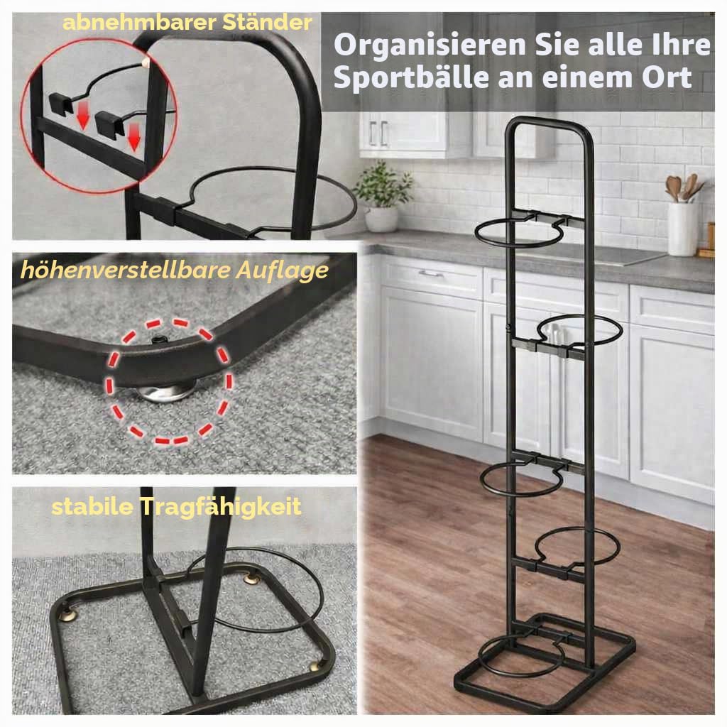 Ball Aufbewahrung Stahl-Ballständer mit 5 Kugelhaltern für Basketball Fußball Volleyball
