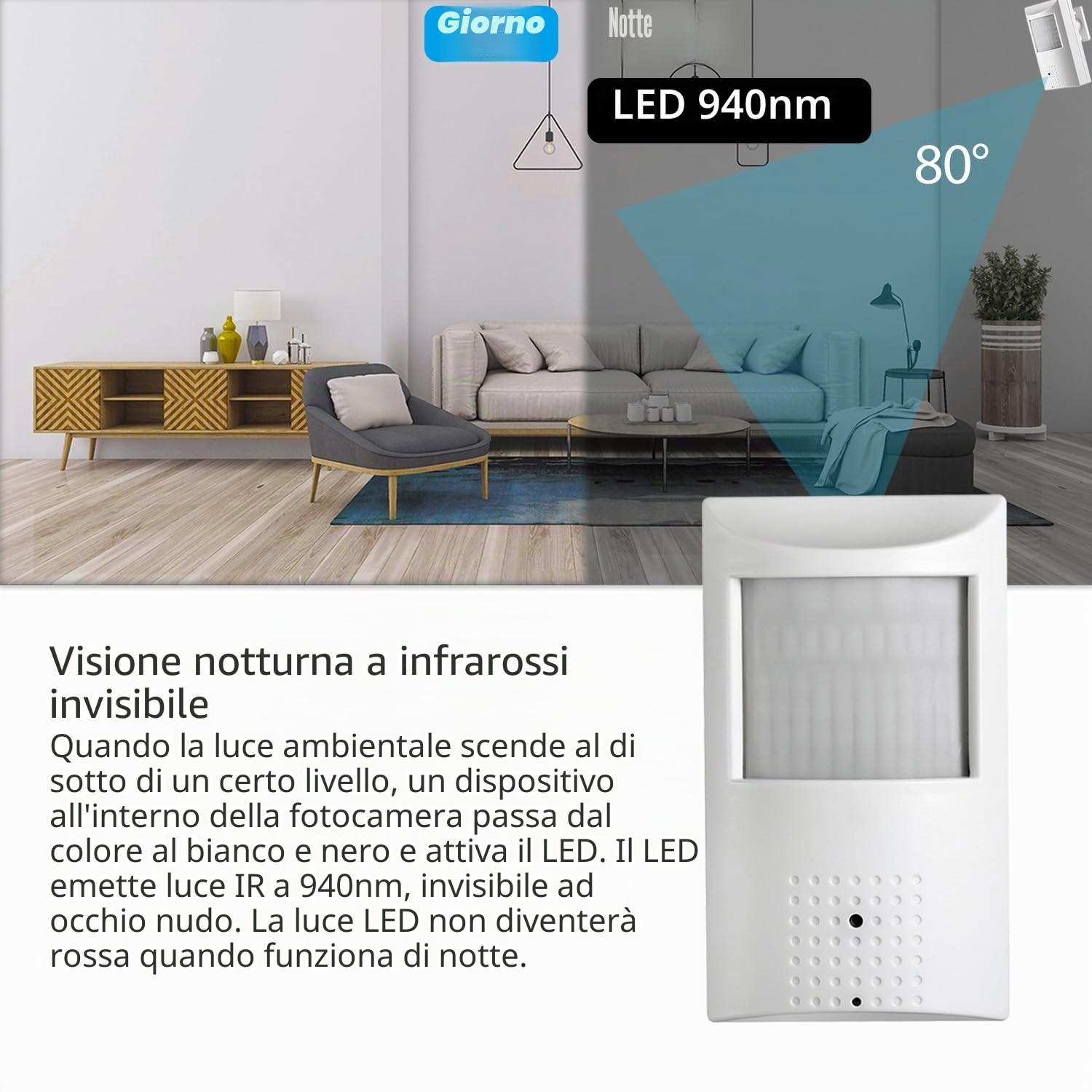 UltraHD 4K (8MP) POE IP Camera Audio, PIR 940nm IR LED IR Visione notturna CCTV Cam con microfono, 3,7 millimetri Lens Indoor Security Camera P2P H.265 (IPIR-P-A-HS82 Bianco)