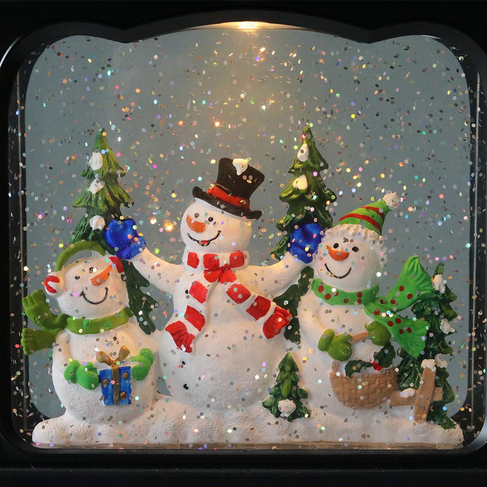 Eldnacele Lanterne Musicale en Forme de Boule à Neige avec minuterie, allumée par USB/Piles, tourbillonnante, Eau Scintillante, Lanterne Boule à Neige pour Adultes et Enfants, décoration de Noël -