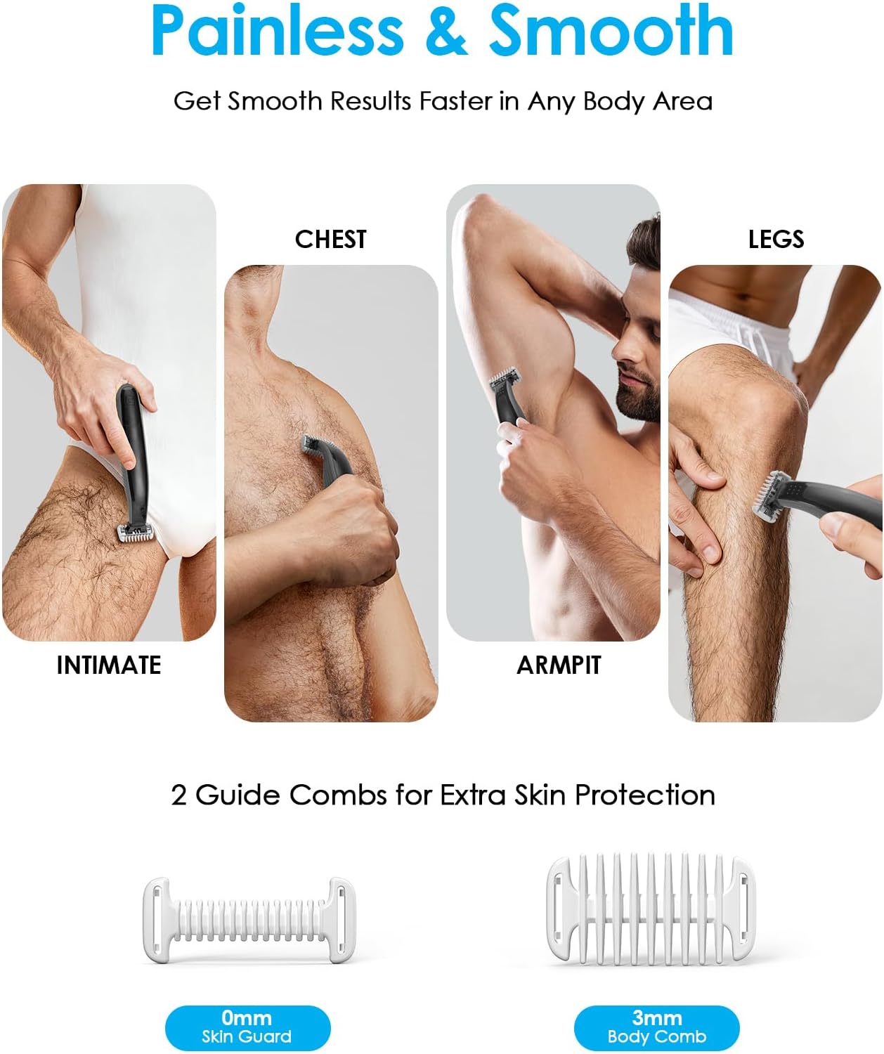 Guard Combs with Shaver Stand Kit for O Blade QP2724/QP2834/QP2520/QP2630/QP65XX/QP66XX OBlade Pro, 0/3mm Body Comb + 1/2/3/5mm Bi-Directional Guards, Electric Shaver Attachments Accessories, 9PC