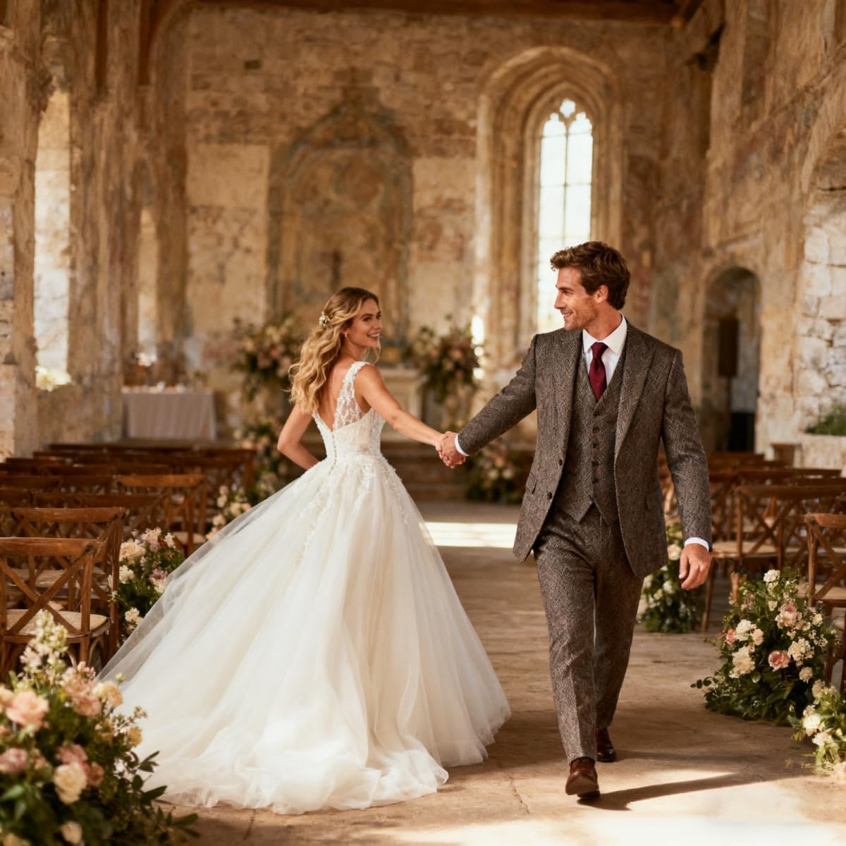 Retro Men Suit 3 Piece Tweed Herringbone Men's Suits Wool Jacket Tuxedos Wedding Grooms Blazer Vest Pants Set Prom - Image 6