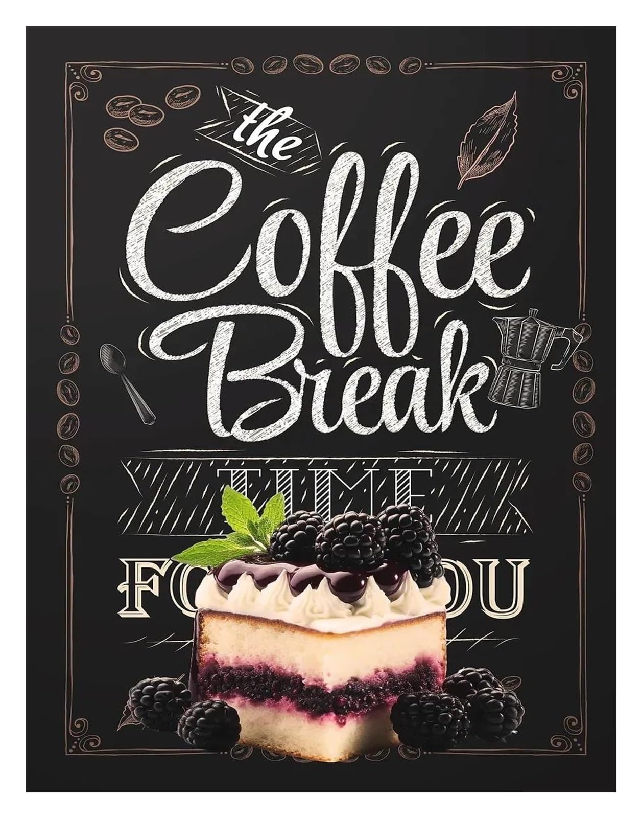 Xenite H Wall Art Canvas Prints Coffee Cup Poster Nordic Prints Bakery Pizza Chalkboards Canvas Painting Pictures For Cafe Store Ome Kitchen Decor(,30X40cm)