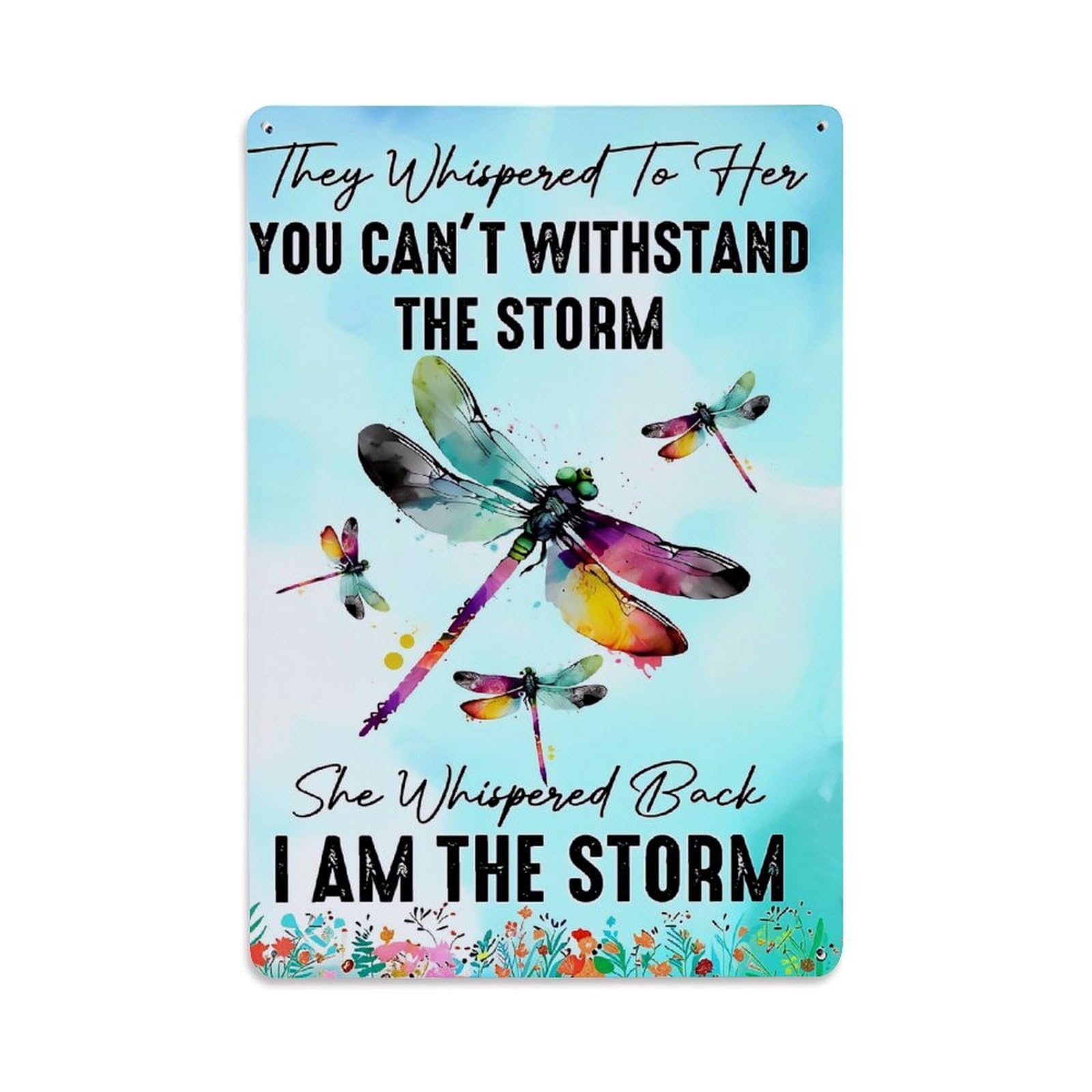 Bliveurn Vintage Colorful Dragonflies With Inspirational Quote Retro Metal Tin Sign, Metal Poster For Home, Gaming Room, Studio Workshop,Bar,Garage Wall Art Decor 8X12 Inch