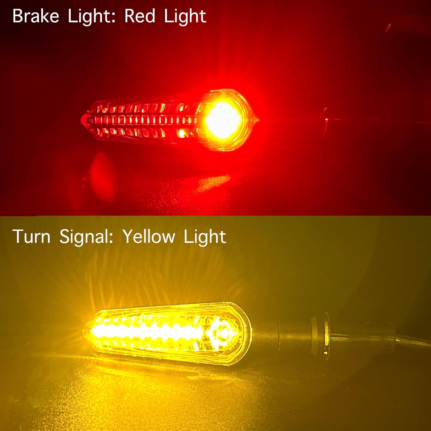 E-Mark LED Sequential Motorcycle Indicator Mini Turn Signal Light Vehicle Inspection DC12V IP67 Waterproof DRL Universal (YE/WH + YE/RD)