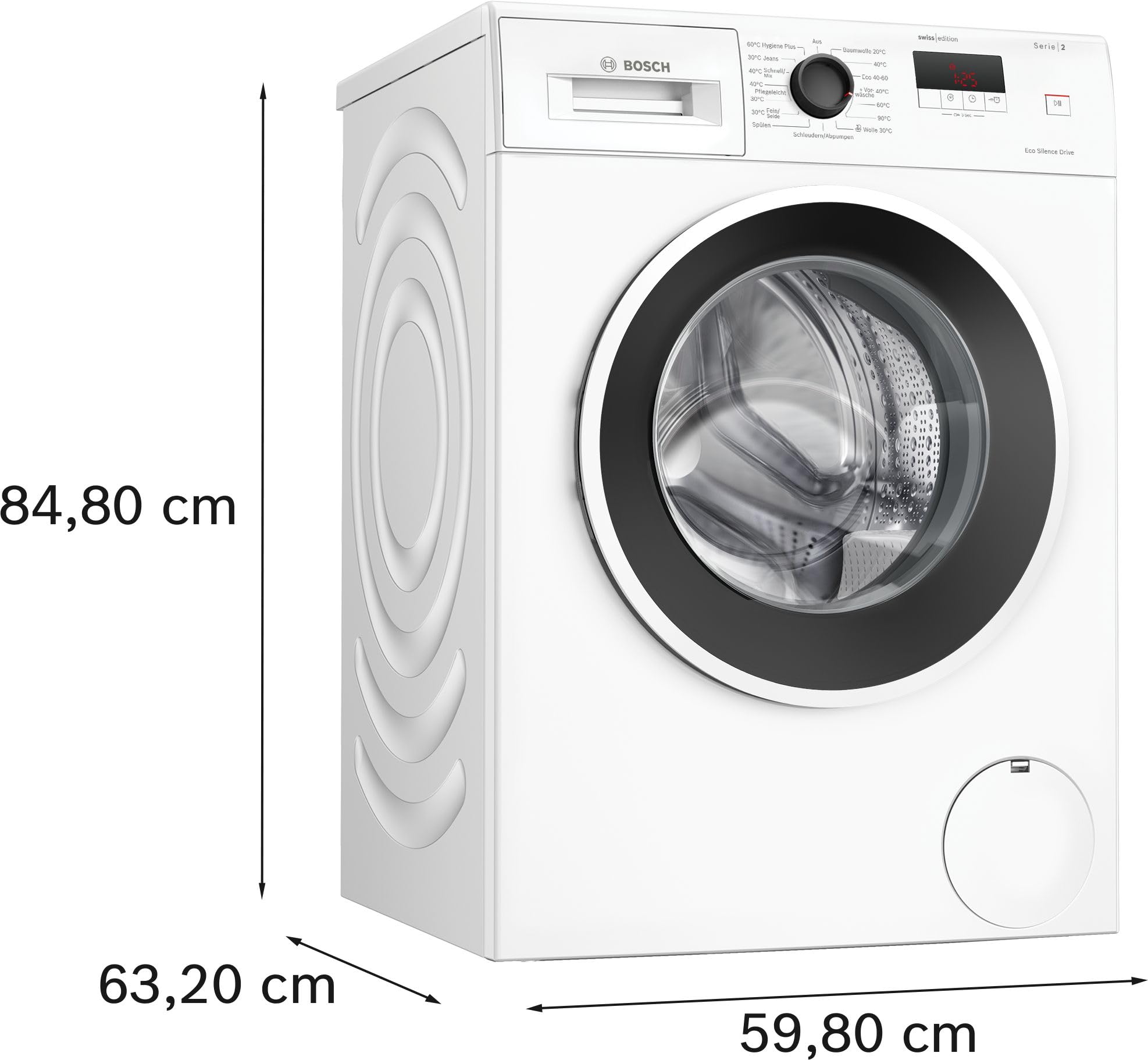 Bosch Waschmaschine 7 kg Serie 2 1400 UpM LED-Display Speed Perfect Hygiene Plus