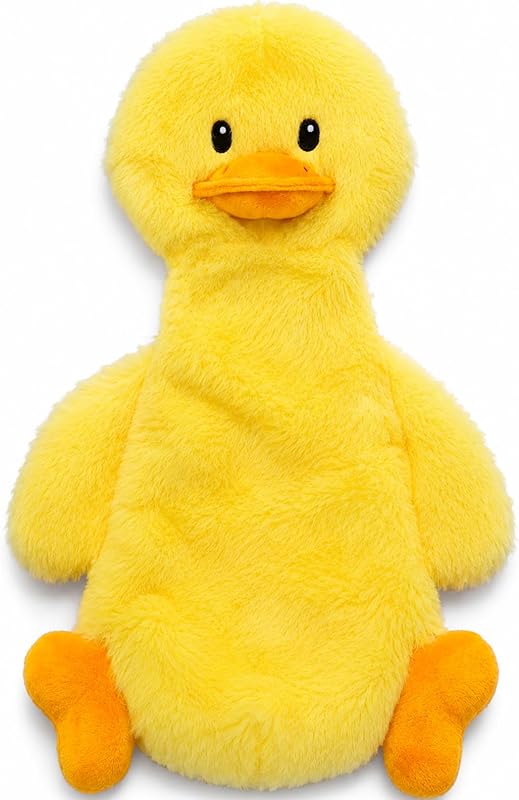Interactive Crinkle Duck Dog Toy – No Stuffing Plush Squeaky Pet Toy (14"x8"), Tear-Resistant Reinforced Stitching, Odor-Free Chew Toy, Keeps Them Busy for Small, Medium & Large Dogs
