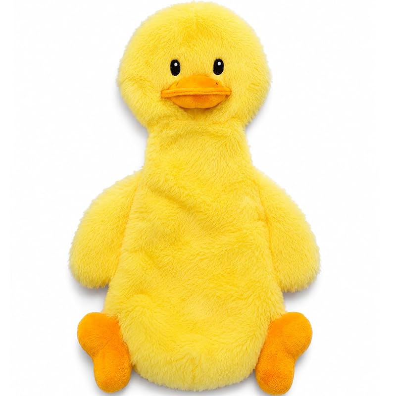 Brinquedo para cães com apito e papel que faz barulho, sem enchimento PawBang Crinkle Duck Amarelo #NS01, 1 unidade