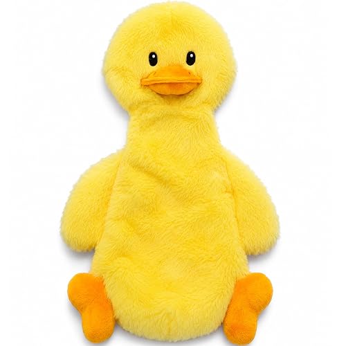 PawBang Interactive Crinkle Duck Dog Toy – No Stuffing Plush Squeaky Pet Toy (14"x8"), Tear-Resistant Reinforced Stitching, Odor-Free Chew Toy, Keeps Them Busy for Small, Medium & Large Dogs - Crinkle Duck (Yellow)