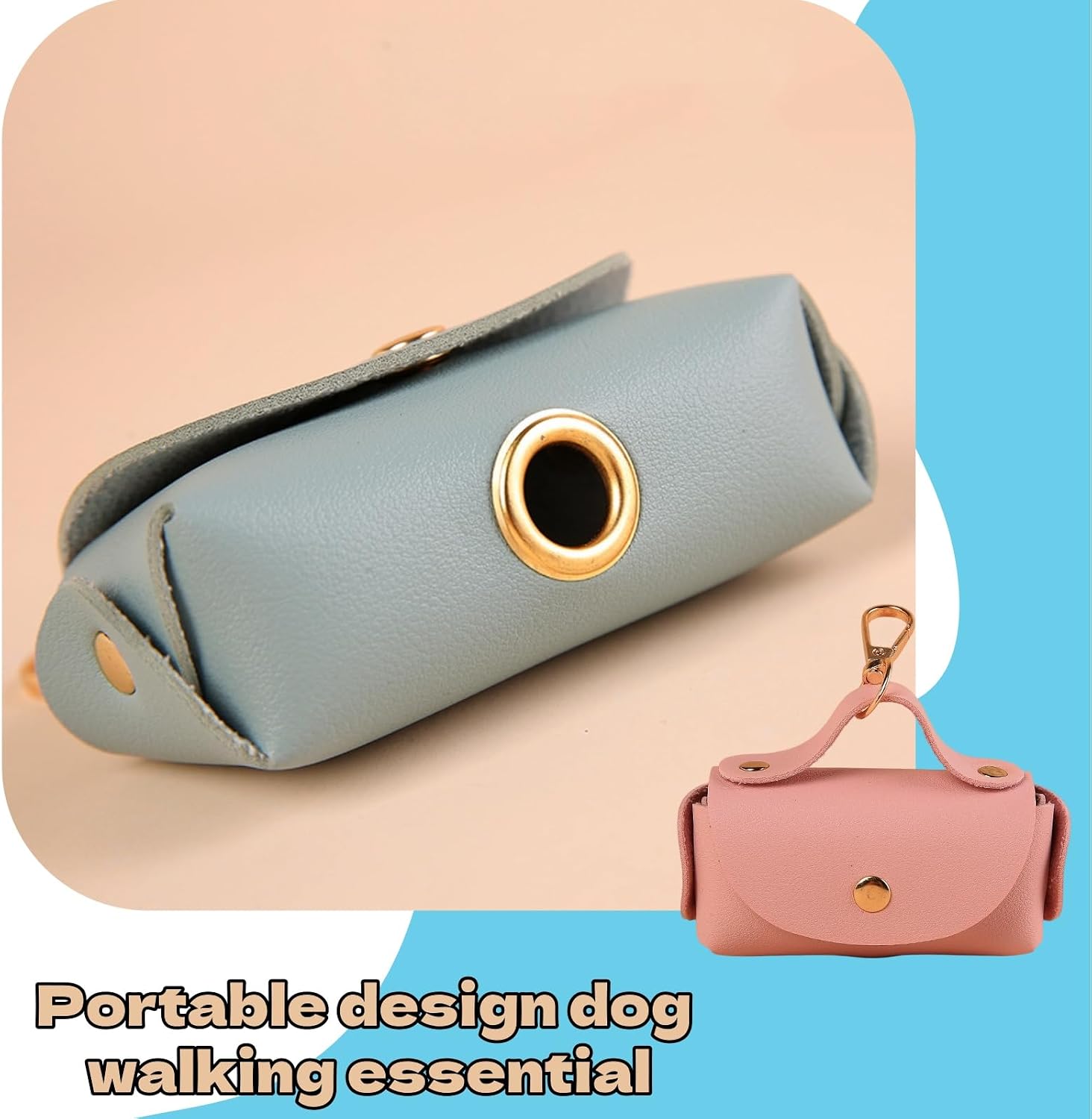 3Pcs Leather Poop Bag Holder Practical Easy Clean Pet Waste Bag Dispenser for Leash Walking Outdoor Activities and Daily Pet Care image 5