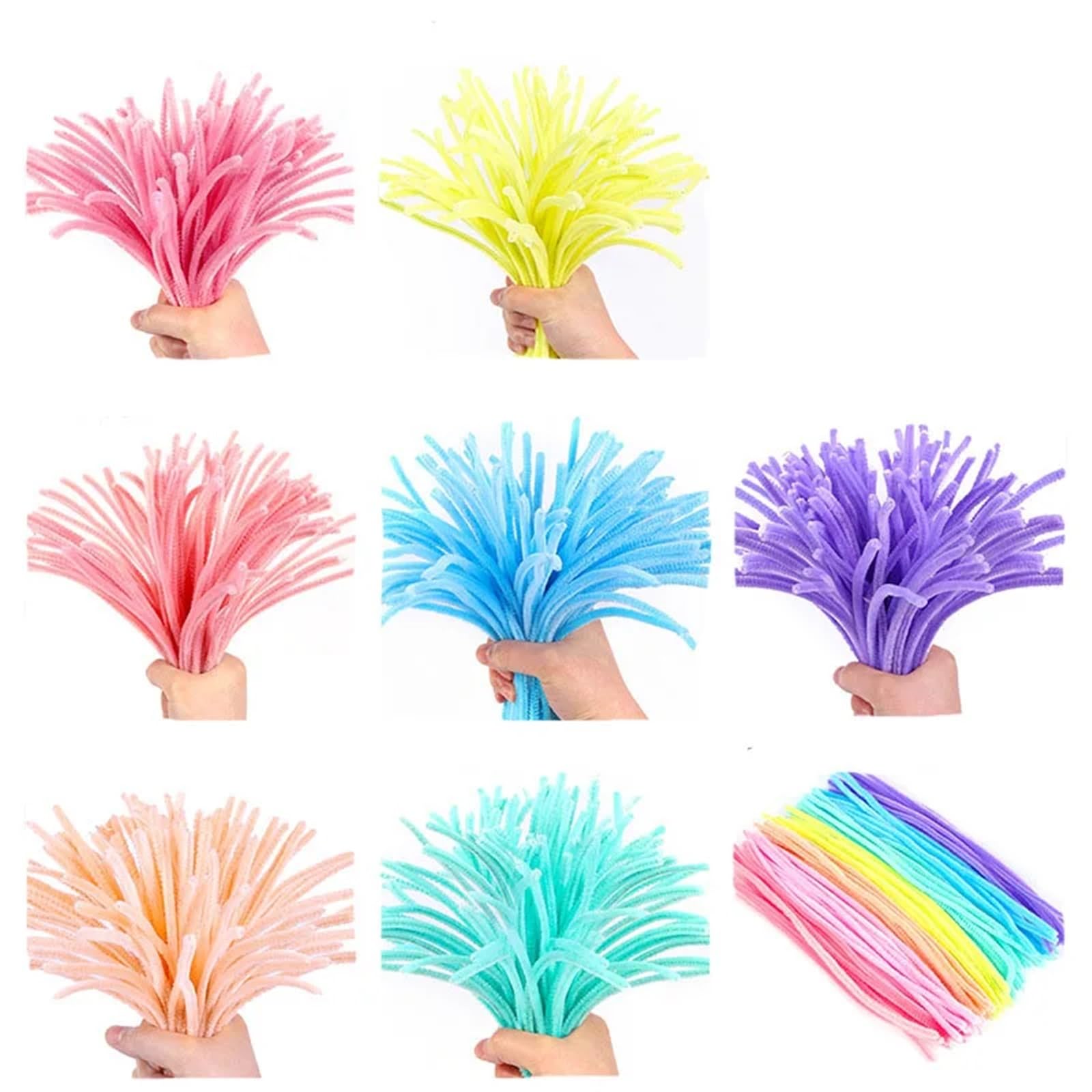 Fil Chenille 20/50/1000 pièces bricolage enfant créatif en peluche Chenille bâtons tige tuyau nettoyant artisanat accessoires(Macrn champagne,500pcs)