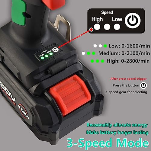 Miniatura 4 de Dobetter Llave de impacto inalámbrica Pistola de impacto de 12 pulgada, llaves de impacto de energía eléctrica de 4.0 Ah, 20 V máx. 400 N m Pistola