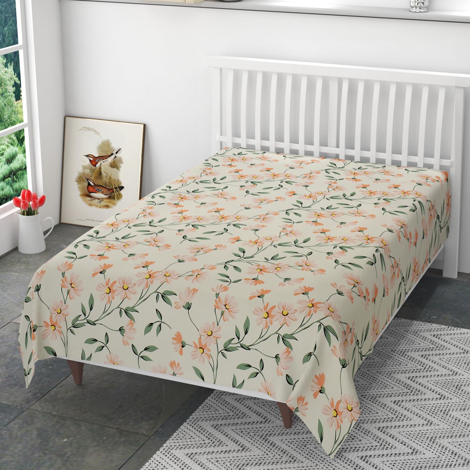 Reyansh Decor 200 TC 100% Polycotton Bedsheet for Fitted Single Bed Without Pillow Covers Soft/Breathable Wrinkel Free -48x72 Inches, Beige (B0DGX9MRVB) Amazon Price History, Amazon Price Tracker