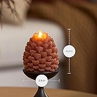 Vista 46 de Luminara Pinecone - Velas sin llama, con acabado marrón tiza, figuras de cono de pino, velas LED sin perfume, funcionan con pilas, con temporizador