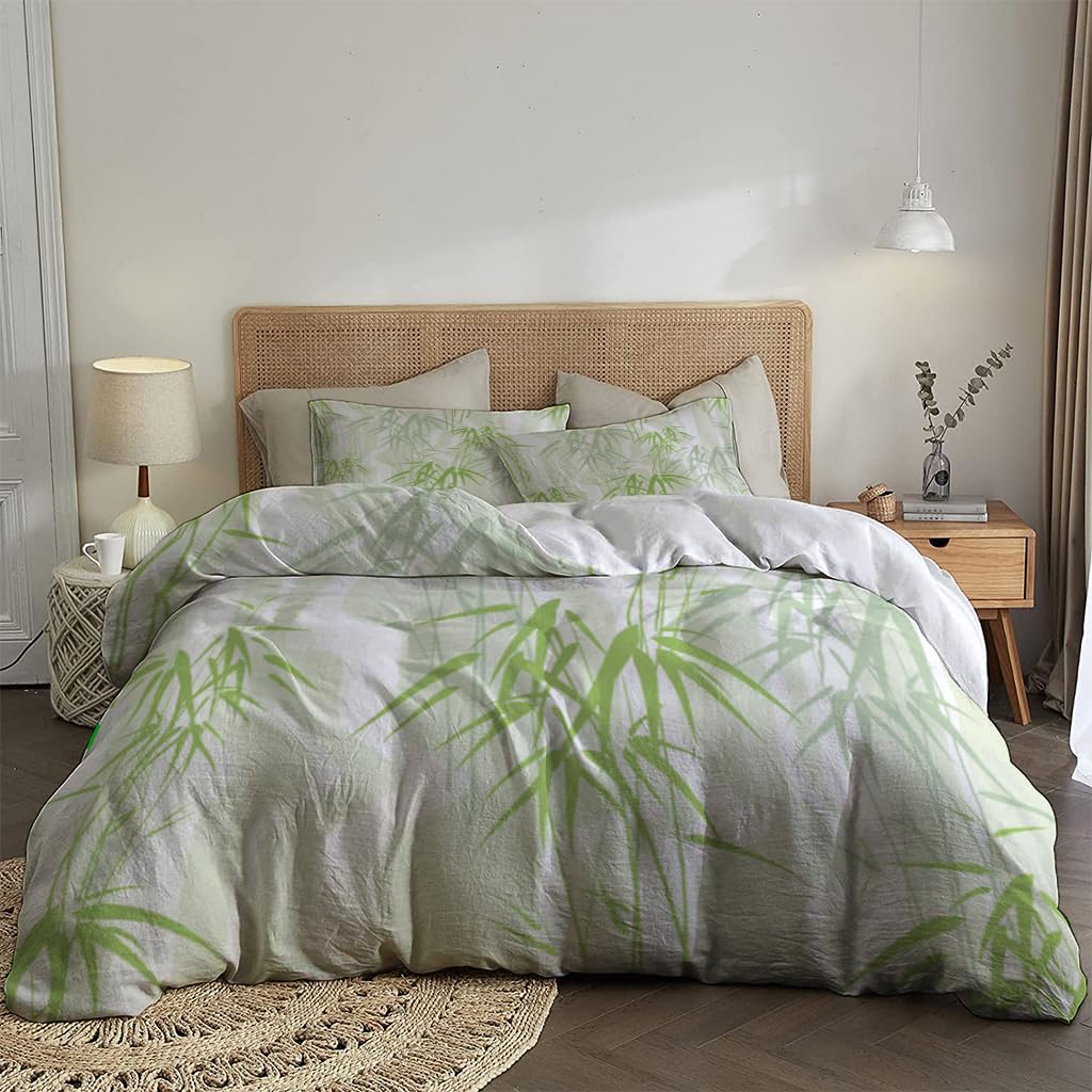 NIBAINLO 布団カバー抽象的な竹 肌に優しい ピーチスキン加工 掛け布団カバー 和式 洋式 あったか 布団カバーセット リバーシブル ホームステイ ホテル 家庭兼用