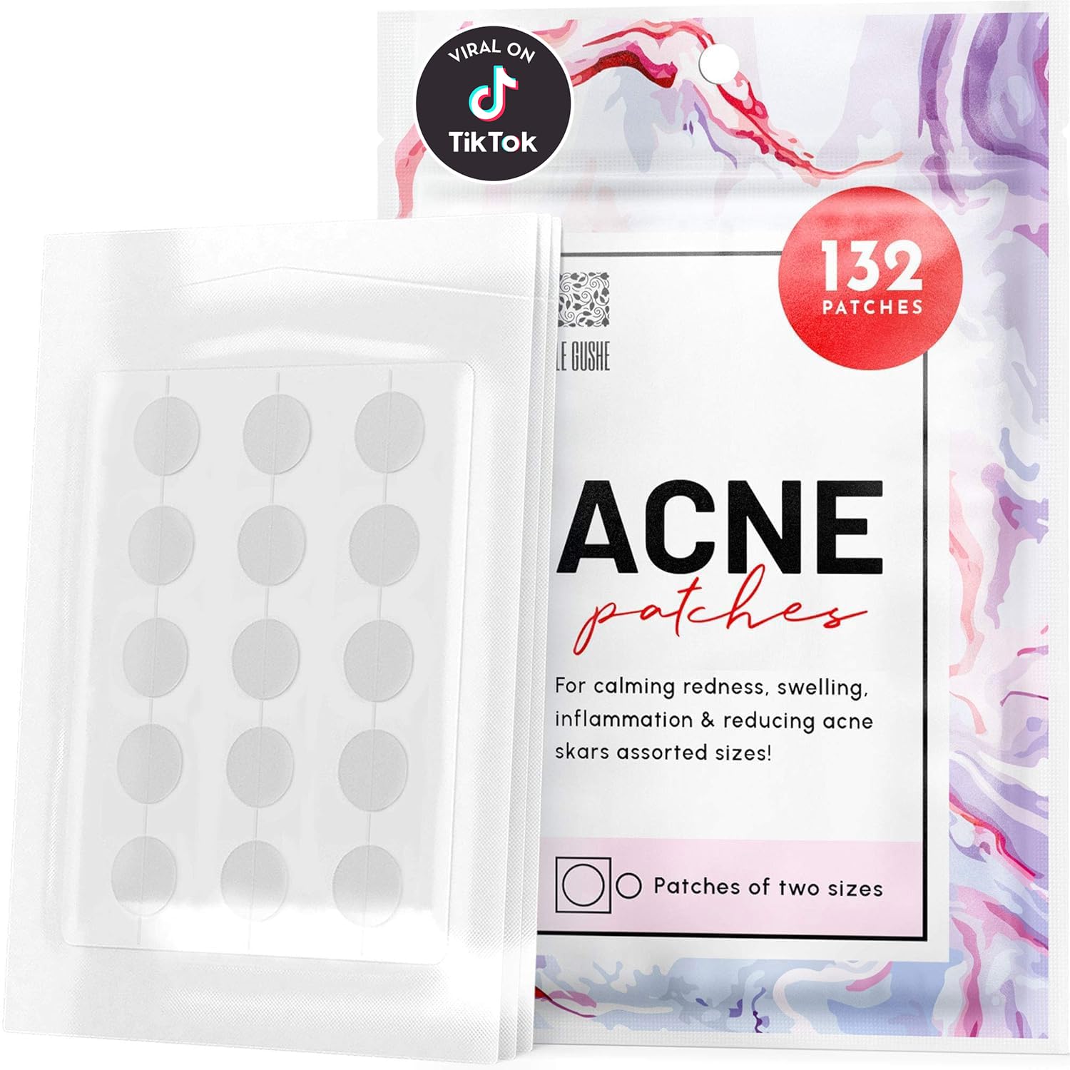 LE GUSHE Pimple Patches for Face 132 Dots Hydrocolloid Pimple Patches for Face Invisible Spot Patches Hydrocolloid Patch