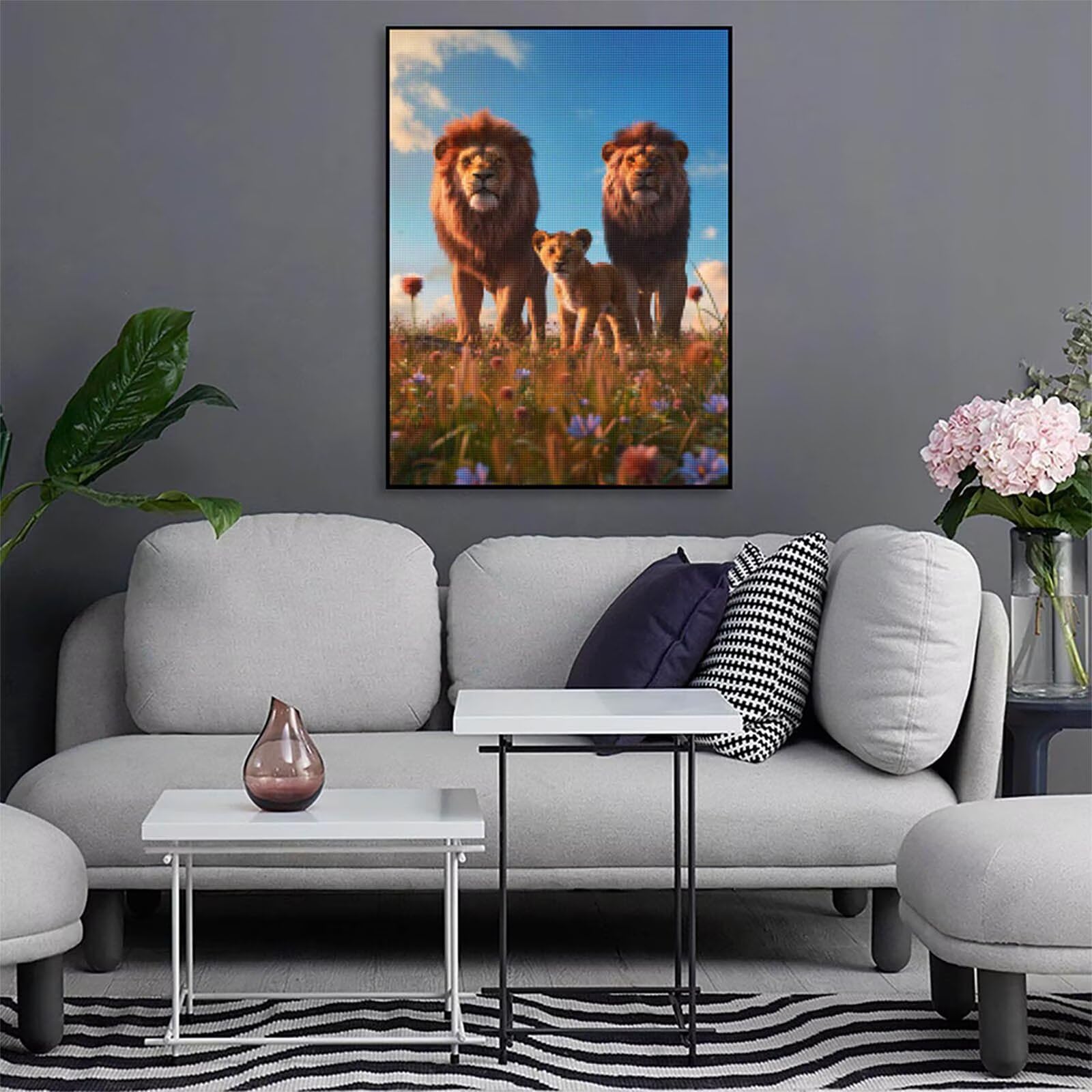 Diamentowe malowanie duży lw 80 x 100 cm obraz diamentowy obraz diamentowy pełny zestaw zwierząt 5D DIY płótno ścieg krzyżykowy obraz diamentowy rysunek sztuka dekoracja ścienna kobieta prezent Q-T