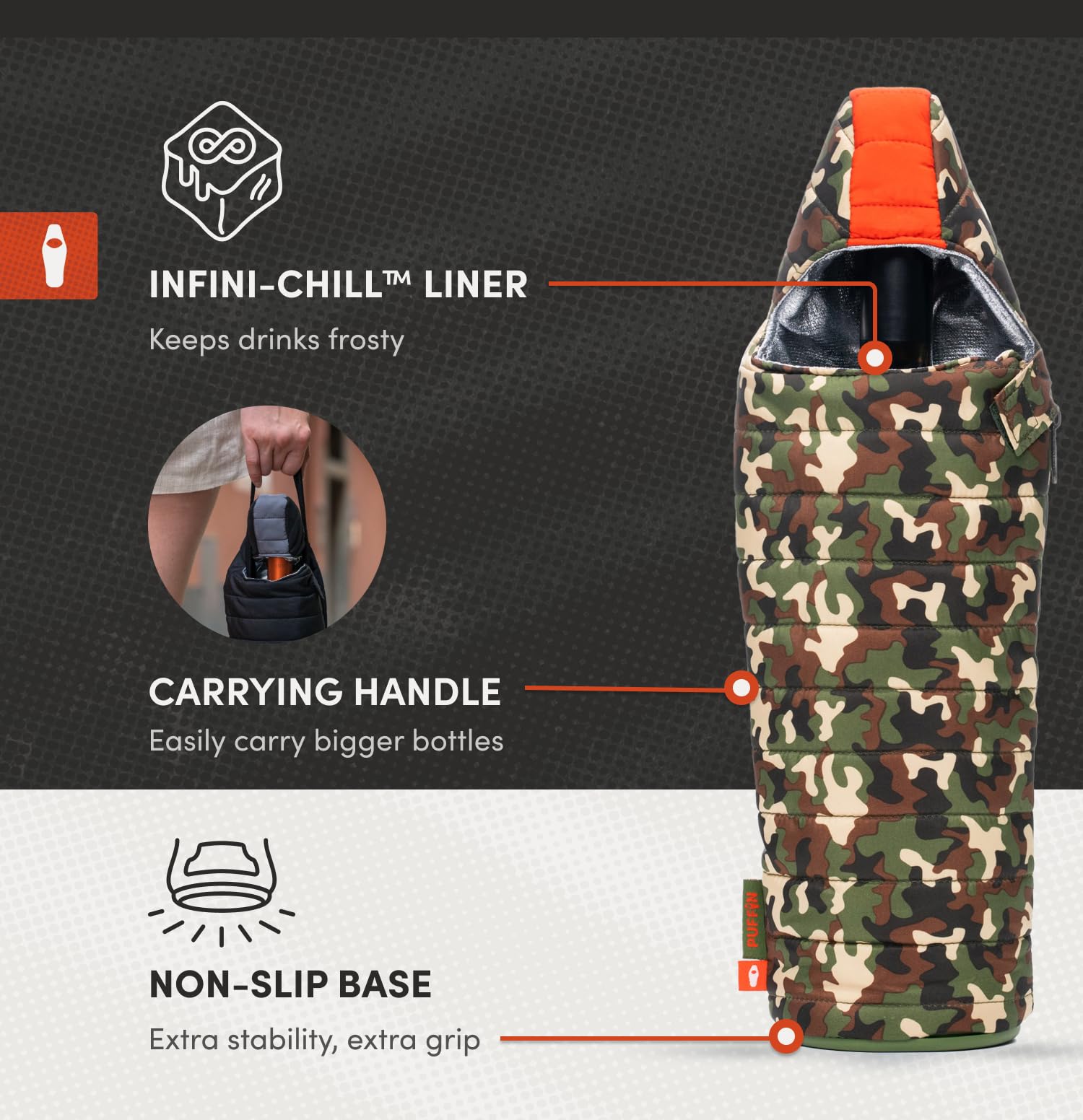Puffin Caddy Wine Bag Insulated Wine Bottle Cooler, 750 ml - Black & Pewter — Amazon image 6