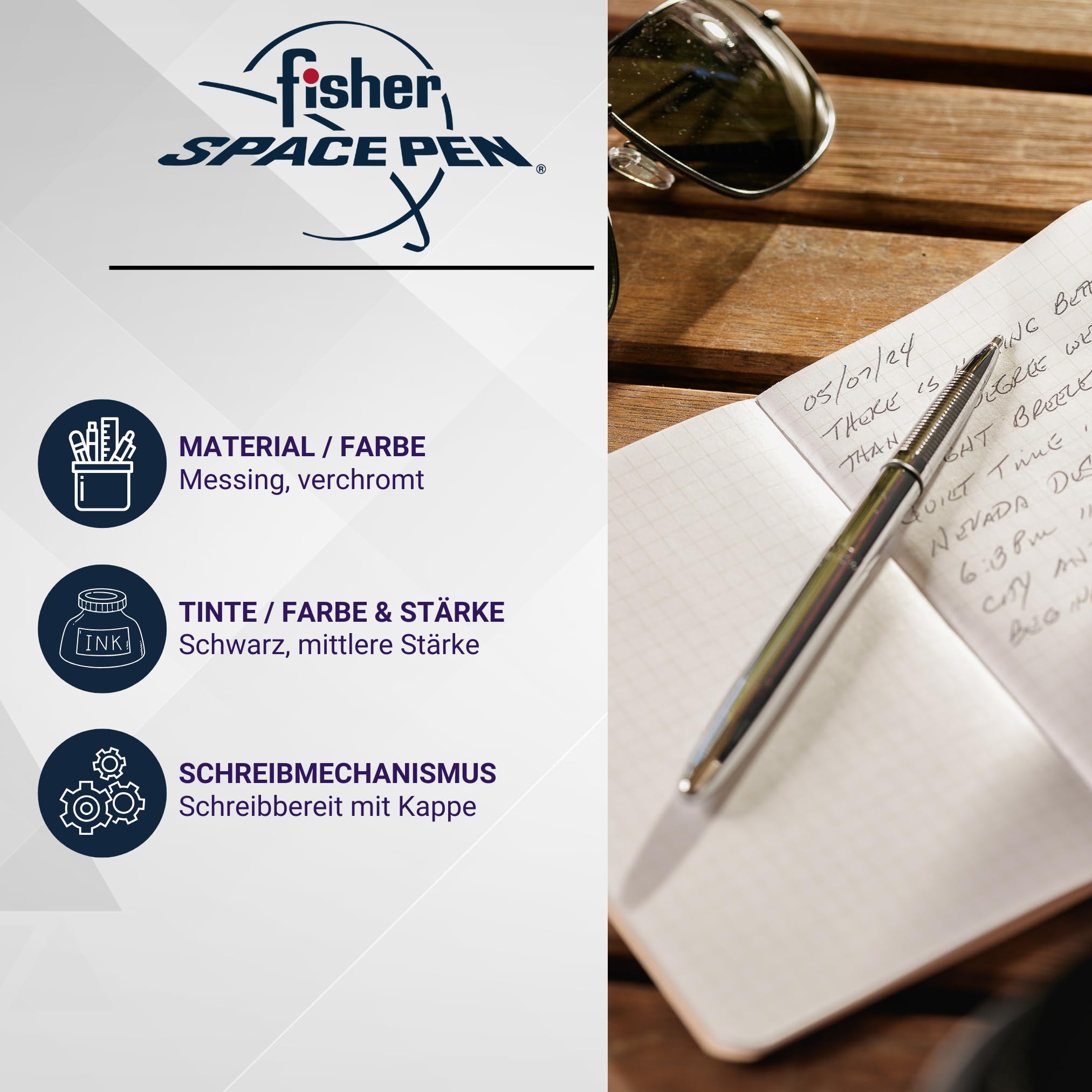 Fisher Space Pen Bullet 400 Kugelschreiber (Schreibt im Weltall, unter Wasser und bei extremen Temperaturen) Chrom